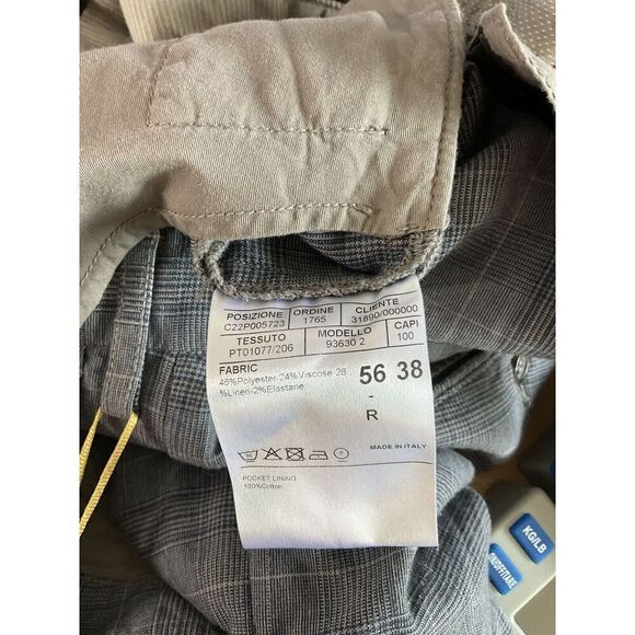 NWT Canali Gray Plaid pants 56 (40 x 35 ) Trousers Contemporary Fit Linen Blend* - Picture 16 of 16